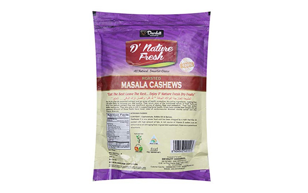 D'nature Fresh Roasted Masala Cashews    Pack  200 grams